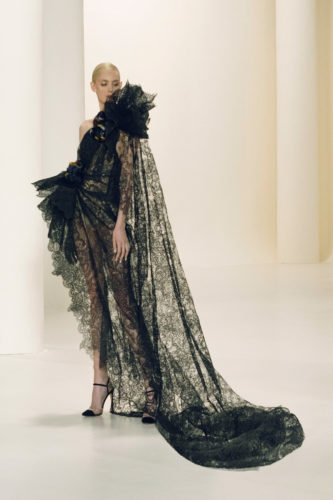Black lacy gown Elie Saab Fall Winter 2021 Couture Collection