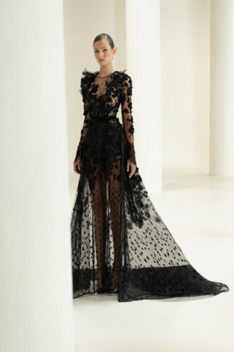 Black semitransparent dress Elie Saab Fall Winter 2021 Couture Collection