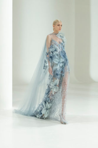 Blue floral long dress Elie Saab Fall Winter 2021 Couture Collection