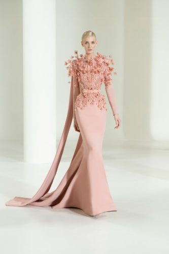 Rose long dress Elie Saab Fall Winter 2021 Couture Collection