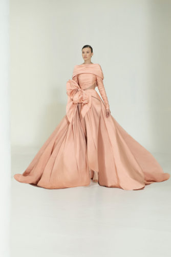 Powder satin gown Elie Saab Fall Winter 2021 Couture Collection