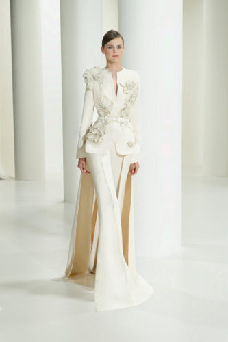 White suit Elie Saab Fall Winter 2021 Couture Collection